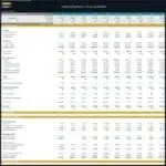 Detailed Excel model showing annual financial statements, including revenue and expenses.
