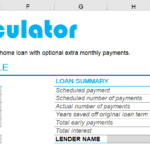 Mortgage calculator showing loan amount, interest rate, and payment schedule.