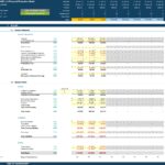Financial projection model for ABC Ltd displaying income statement and balance sheet data.