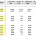 Salary table for medical personnel, showing USD values from 2022 to 2029.