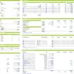 Financial model for wind energy farm including capacity, revenues, and expenses projections.