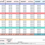 Content budget spreadsheet with categories and financial allocations.