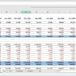 Projected standalone balance sheet with assets and liabilities from 2022 to 2034.