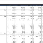 Projected profit and loss statement detailing revenue and expenses in Excel format.