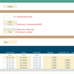 Senior debt funding model with options for amortization and funding terms details.