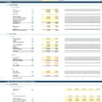 Financial model chart displaying income statement and balance sheet data.