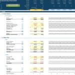 Income statement and balance sheet template with actual and forecasted financial figures for analysis.