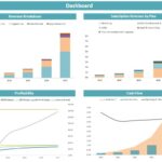 Financial dashboard highlighting revenue and profitability metrics over five years.