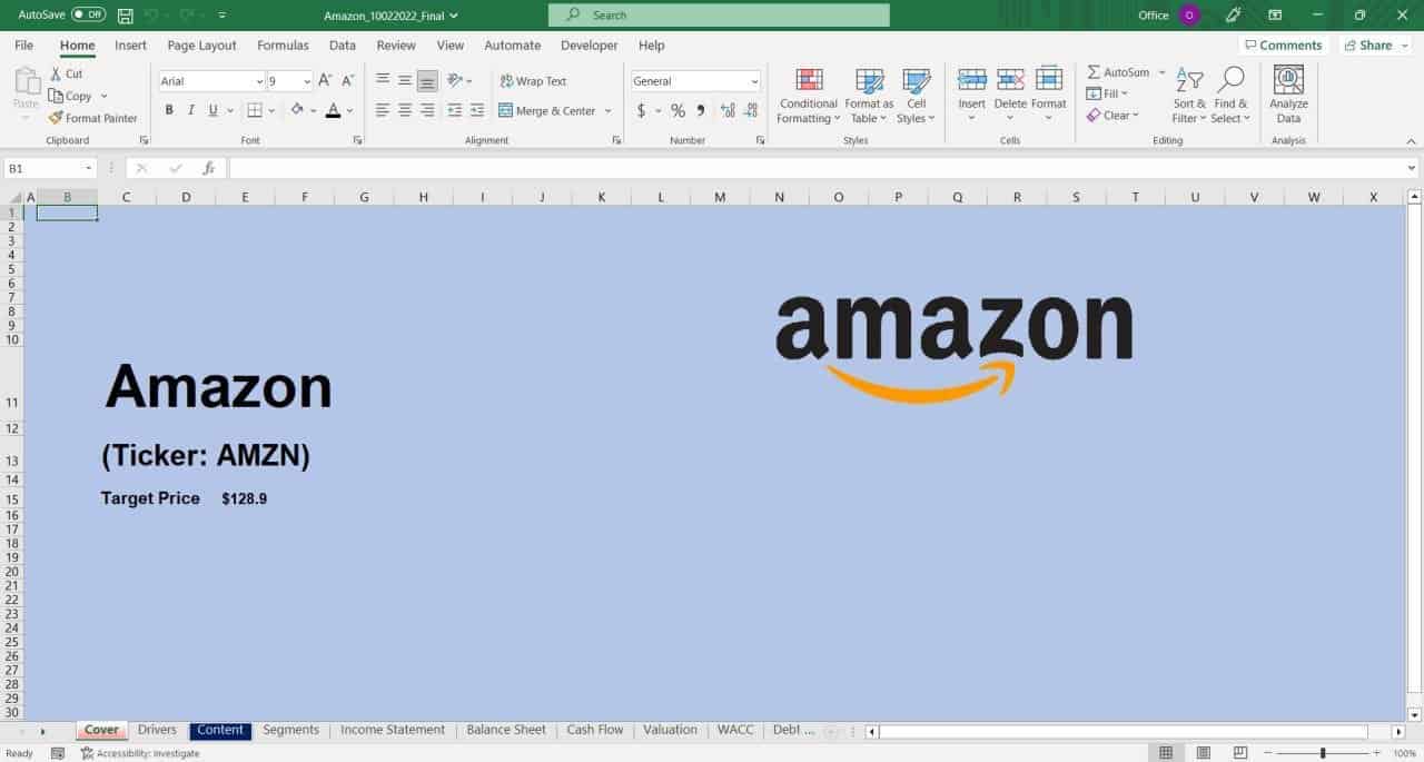 Amazon Financial Model With Forecasting and Valuations