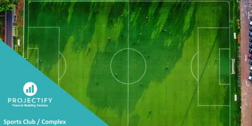 Aerial image of a sports field illustrating financial modeling concepts for a sports complex.