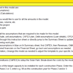 Guidelines for customizing a solar park financial model with inputs and outputs.