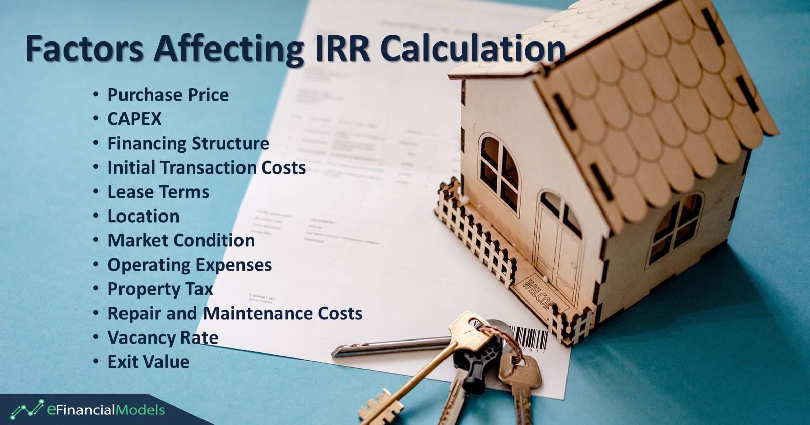 Key Factors Influencing IRR Calculation | eFinancialModels List of factors impacting IRR calculation for real estate investments.