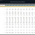 Monthly profit and loss summary for bike rental company financial model.
