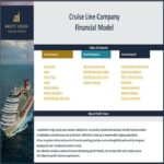Table of contents for a cruise line financial model template, highlighting key reports.
