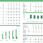 Financial summary template displaying revenue and EBITDA forecasts for a laundromat business.