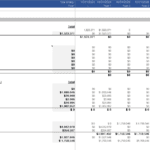 Spreadsheet displaying monthly financing and development loan details with projected cash flows