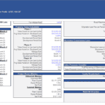 Assumptions table showing project timeline, financial metrics, and equity structure for New Horizons.
