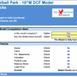 DCF model check summary ensuring functionality and accuracy of financial components.