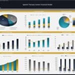 Financial dashboard displaying revenue, expenses, and cash flows for a speech therapy center