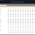 Monthly income statement detailing revenue and expenses for a speech therapy center