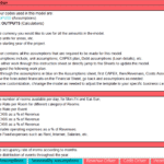 Template guidelines showing model structure, settings, and revenue assumptions.