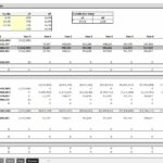 Cash flow waterfall model detailing IRR hurdles and partner distributions over ten years.
