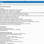 Spreadsheet with consolidated financial statements for merger analysis.