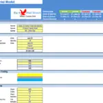 Screenshot of the Olive Orchard Financial Model manual highlighting project details and color coding.