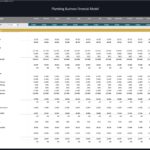 Monthly budget summary for plumbing business including revenue and expenses breakdown.