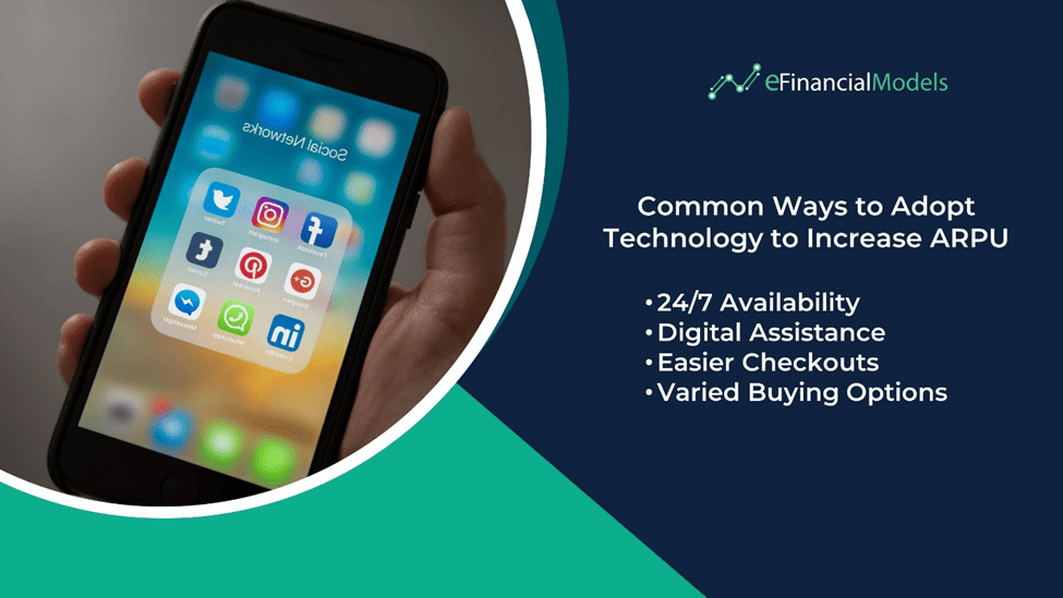 Technology Strategies to Boost ARPU | eFinancialModels Smartphone displaying social networks and strategies to increase ARPU.