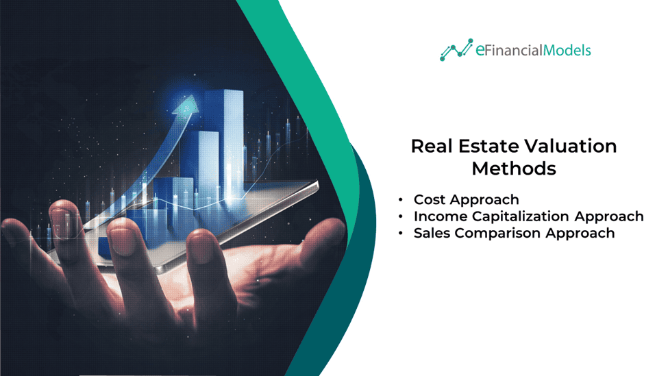 Real Estate Valuation Methods Explained | eFinancialModels Visualization of real estate valuation methods with an upward trend graph.