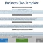 Business plan template highlighting essential sections for financial planning and investment analysis.