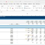 Financial model showing LBO revenue, costs, and assumptions breakdown.