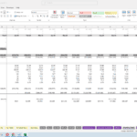Monthly projections table displaying key financial metrics, cash flow, and revenue metrics in Excel.