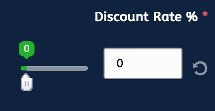 Discount Rate Adjustment Interface | eFinancialModels User interface slider for adjusting discount rate percentage.