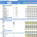 Catering services DCF model inputs with sales forecasts and operational expenses.