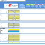 Template of a Discounted Cash Flow model for moving services showing project timelines and color coding conventions.