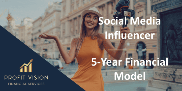 Social Media Influencer 5-Year Financial Model Overview | eFinancialModels Social media influencer with camera, showcasing financial model theme