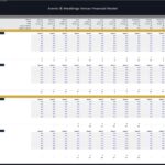 2024 events schedule with availability for indoor and outdoor events in a venue financial model.
