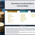 Table of contents for a microfinance financial model, including setup and reports sections.