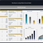 Executive summary of a financial model showcasing investment, cash flow, and returns for a microfinance lending platform.