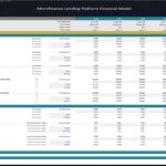 Financial model outlining forecast scenarios for a microfinance lending platform.