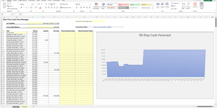 Real-time Cash Flow Forecasting Template Real-time Cash Flow Forecasting Template