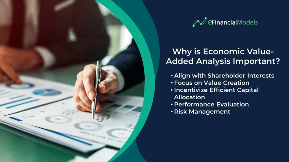 Importance of Economic Value-Added Analysis | eFinancialModels Key benefits of Economic Value-Added analysis including shareholder alignment and performance evaluation.