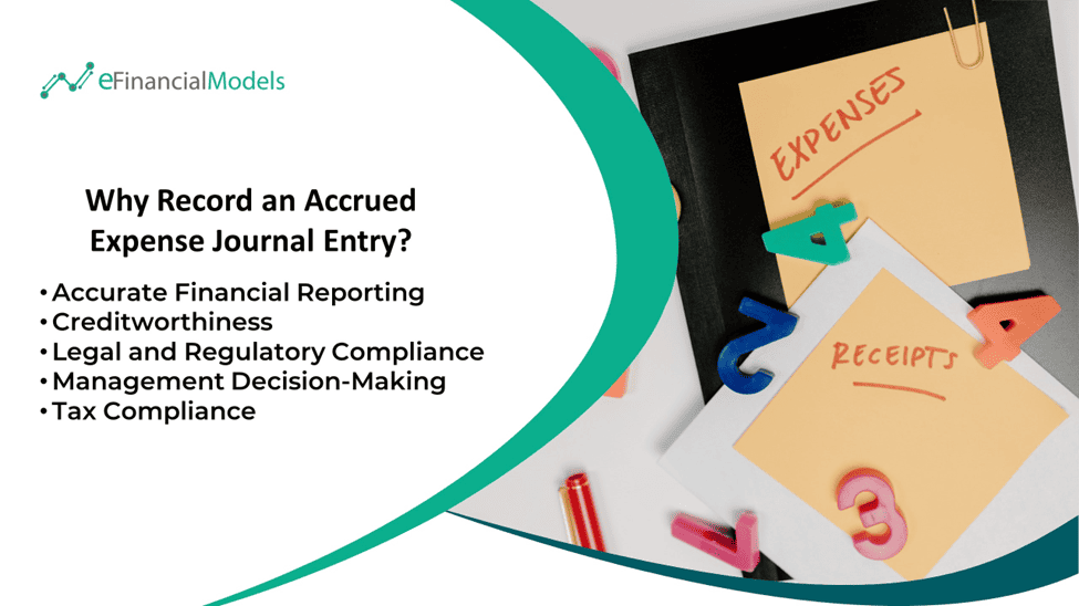 Importance of Recording Accrued Expense Journal Entry | eFinancialModels List of benefits related to accrued expense journal entries, emphasizing financial accuracy and compliance.