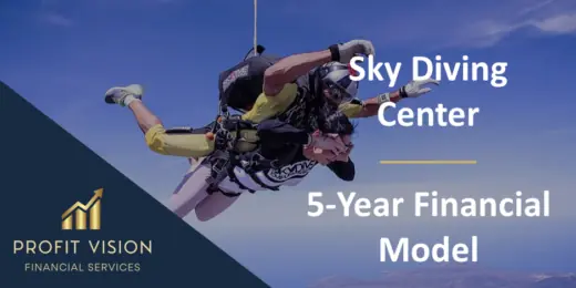 Financial model for a sky diving center presented by Profit Vision.