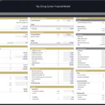 Financial model assumptions for a sky diving center including investment and revenue projections.
