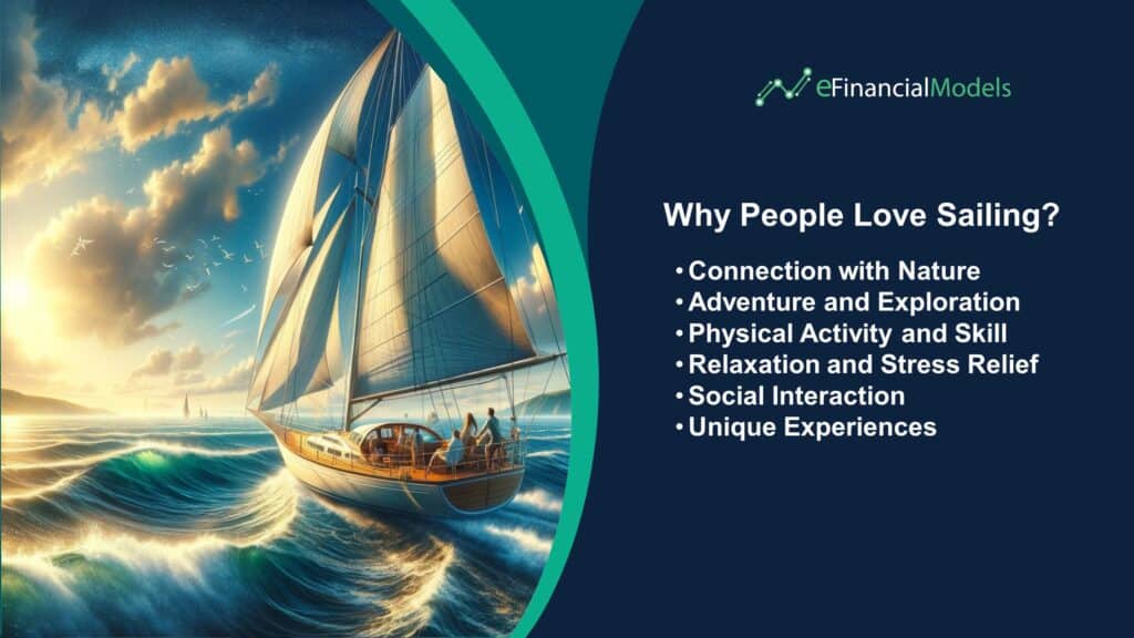 Key Reasons People Enjoy Sailing | eFinancialModels Benefits of sailing: nature, adventure, and relaxation highlighted.