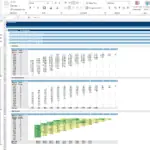 Cohort analysis spreadsheet detailing revenues and growth by year.