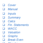 Breakdown of sections in a dog grooming DCF financial model template.